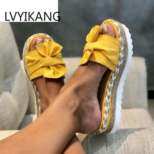 2020 Summer Fashion Sandals Shoes Women Bow Summer Sandals Slipper Indoor Outdoor Flip-flops Beach Shoes Female Slippers