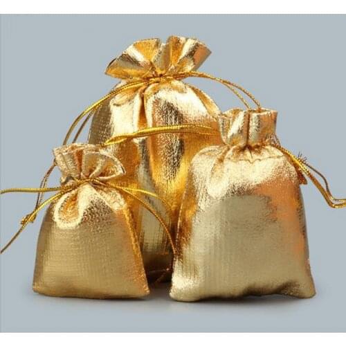 50pcs/lot Silver Color Gold Color Metallic Foil Organza Pouches Christmas Wedding Party Favour Gifts Candy Bags 15x20cm 17x23cm