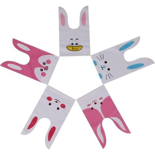 500pcs Cute Cartoon Rabbit Ear Bags Cookie Bags&Candy Gift Bags For Biscuits Snack Baking Package And Event Party Supplies