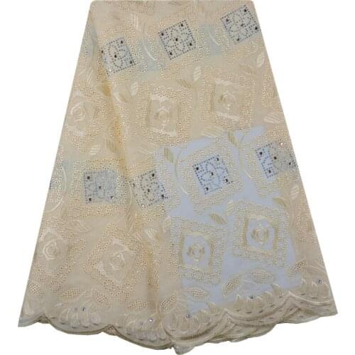 African Cotton Lace Fabric 2018 High Quality Lace Swiss Voile Lace In Switzerland With Stones For Women Wedding Dress 1339