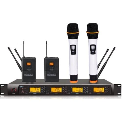 Bolymic Professional 4 Channels PLL UHF Wireless Microphone Lapel microfone System