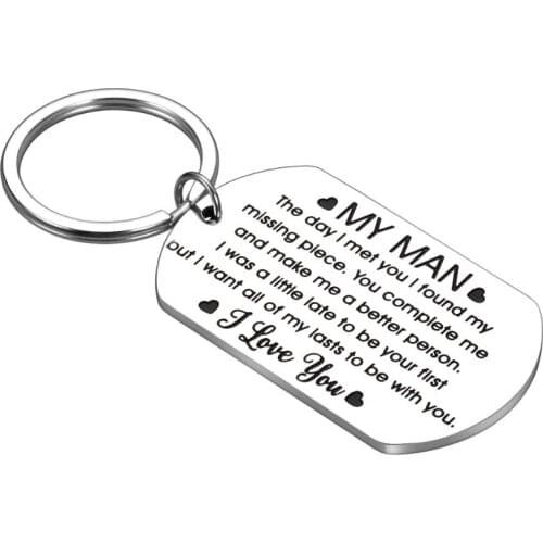 Birthday Valentine Day Keychain Wedding Gifts for Boyfriend Husband My Man I Love You Couples Keyring for Man