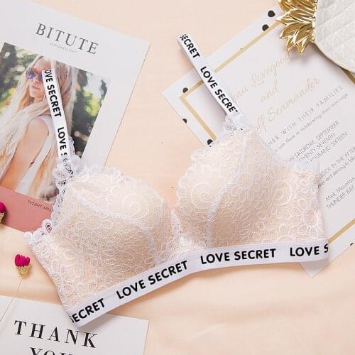 Seamless Bra Women Letter Straps Bras Wire Free Bralette Sexy Lace Floral intimates Underwear BH Push Up Bra