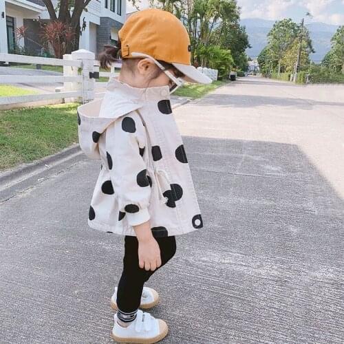 Spring Autumn Girls Coat Baby Hooded Windbreaker Jacket New Childrens Korean Jacket Baby Fashion Waist Zipper Casual long coat