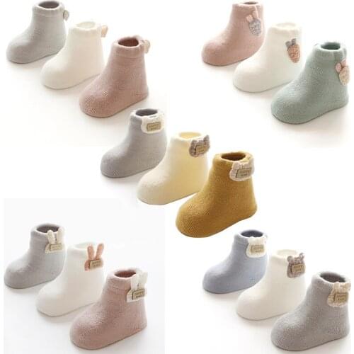 Baby winter anti slip Socks Newborn infant boy girl Cotton Cute Terry Thicken warm wing Sock toddler children Clothing Accessory