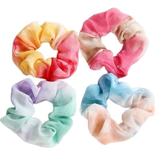 17 Choice Bright Tie Dye Scrunchie Hair Ties For Women Girls Silk Elastic Hair Bands Korean Hair Accessories резинки для волос