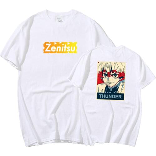 Anime Demon Slayer Zenitsu Inosuke Print T-shirt Summer Harajuku Mens t shirt Short Sleeve t shirt Printed Streetwear off white