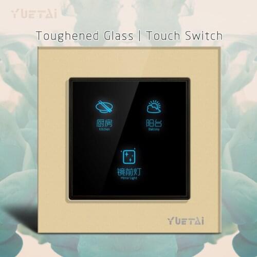 Crystal Glass Panel Touch Switch wall switch 3gang function