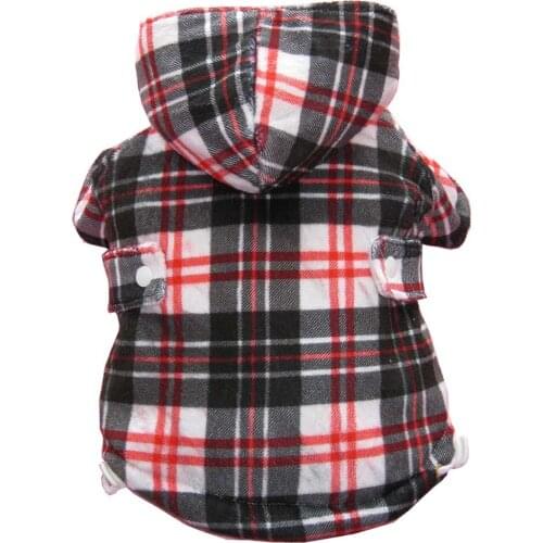 England Style Check Print Dog Hoody Coat Fleece Inside Pets Winter Clothes XS-XL Red On Sale