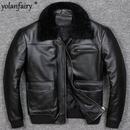 Genuine Leather Jacket Men 100% Real Cow Leather Autumn Winter Jacket Smart Casual Thick Slim Short 2020 Popular 818 PWX70