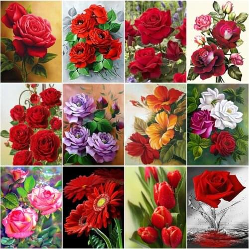 CHENISTORY Acrylic DIY Oil Painting By Numbers For Adults Rose Drawing Coloring By Numbers Animals Handmade For Home Decor