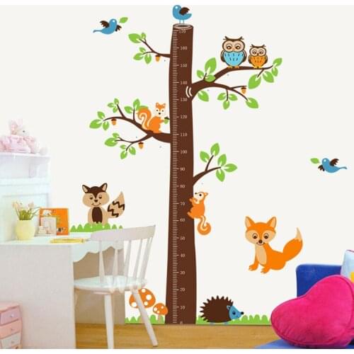 COVPAW Wall Stickers Height Scale Measure Childrens Room Babys Room Kids Room Boys Girls Removable Squirrel Tree Nursery