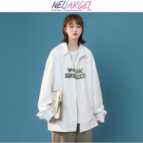NELLARGEL Women Designer Kawaii Y2k Harajuku Shirts 2021 Female Long Sleeve Graphic Vintage Shirts Girl Korean Fashion Blouses