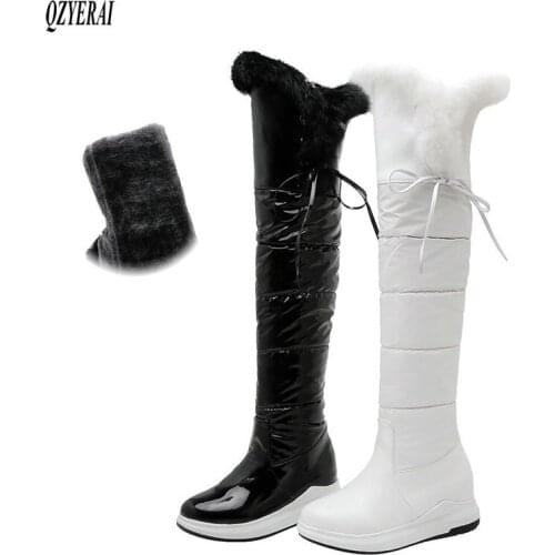 New winter style warm Over knee boots snow boots feather Women boots waterproof True fur Non-slip snow boots warm Women shoes