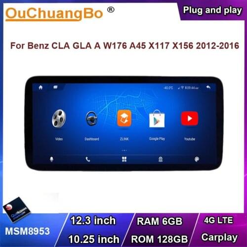 Ouchuangbo Car Radio Stereo For Benz CLA GLA A Klasse A45 W176 X117 X156 2012-2016 With Carplay DSP 8 Core 64GB Android 10