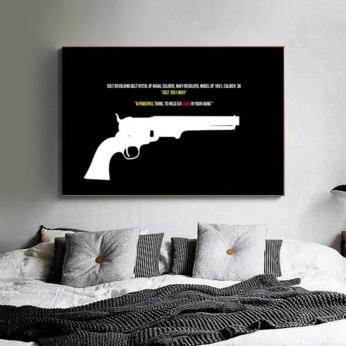 Black White Weapon Gun Canvas Painting Posters and Print Wall Art Cool Pictures Boys Room Living Room Maison Home Decor Cuadros