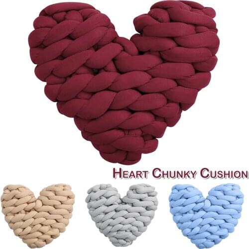 Heart Shape Cushion Knotted Pillow Soft Plush Knot Cushion Sofa Throw Pillow for Living Room Decorative Present Chunky Cushion