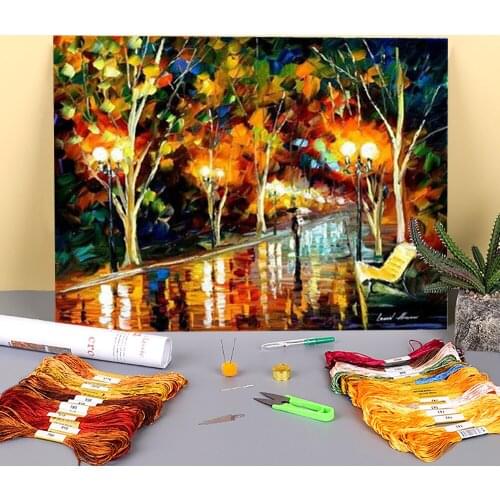 Fresh Feelings Printed Water-Soluble Canvas 11CT Cross-Stitch Embroidery Complete Kit DMC Threads Handiwork Counted