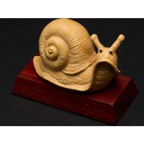 Wood carved wood home living room engraving crafts cute animal ornaments snail hand carving Animal Gift Decoration