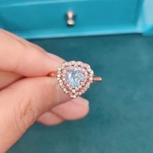 Romantic Heart Jewelry Inlay Multi-Layer AAA Shiny Zircon Fashion Exquisite Charm Ring For Women Wedding Engagement Party Gift