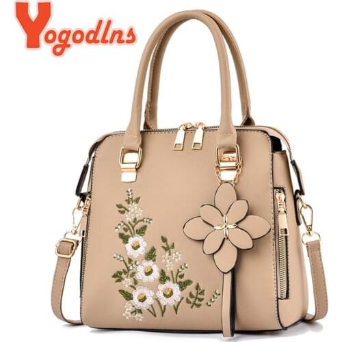 Yogodlns Luxury Embroidery Handbag For Women PU Leather Tassel Crossbody Bag Designer Handle Bag Brand Female Shoudler Bag bolso