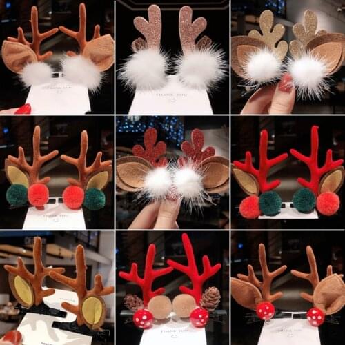 1 Pair Children Christmas Antler Hairpin Girls Funny Hair Ornaments Deer Ears Headdress