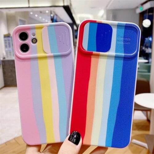 Camera Lens Protect Phone Case For iPhone 11 12 Pro Max X XR Xs Max Soft TPU Rainbow Colorful Back Cover For iPhone 7 8 Plus