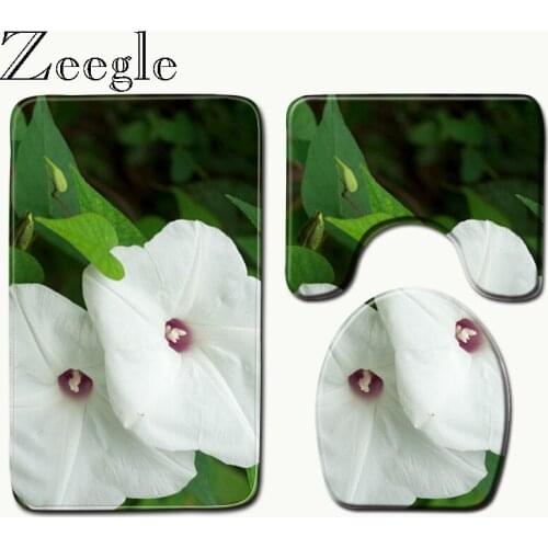 Zeegle Flowers Printed Bathroom Floor Mat Microfiber Rug Non Slip Shower Mat Washable Bath Mat Quick Dry Mat Toilet Carpets