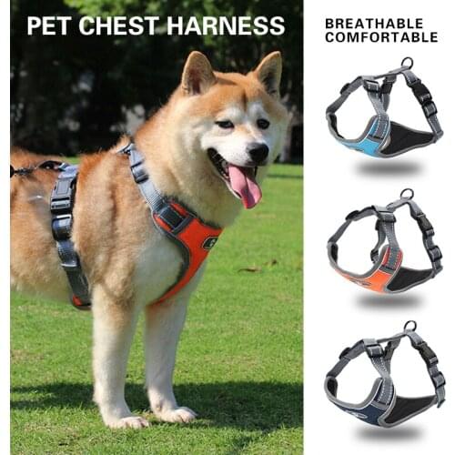 Dog Harness Vest Adjustable Reflective Soft Breathable Mesh Pet Harness and Leash Set For Medium Large Dog Pet Accessories