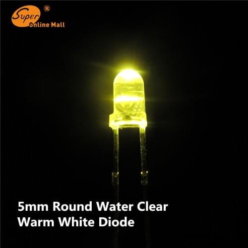 5mm warm white 1000PCS ROUND TOP WATER CLEAR Emitting Diodes Urtal Bright LEDS lamp 5MM led kit