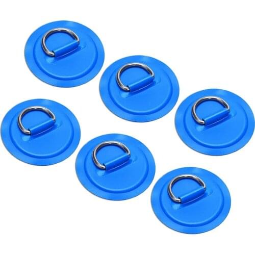 6Pcs 3.15Inch Stainless Steel D-Ring Patch for Inflatable Boat Kayak Dinghy Paddleboard Canoe Rafting Accessories