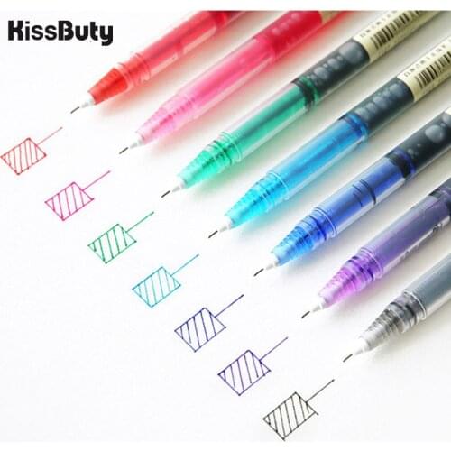 7Pcs/Set Colors Gel Pen Straight Liquid Pens Colourful Artistic Font Creative Neuter Pen For Business School Office Stationery