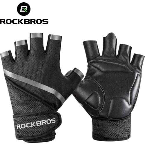 ROCKBORS Gym Anti-Slip Weight Lifting Fitness Gloves Half Finger Fitness Sports Protective Gloves Body Building Male Hand Mitten