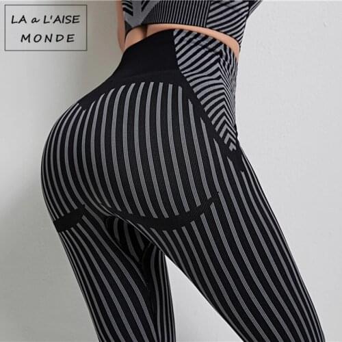 Seamless Women Yoga Set Long Sleeve Fitness Sets for Women Striped High Waight Gym Clothes Sport Suit Work Out Clothes Gym Suit