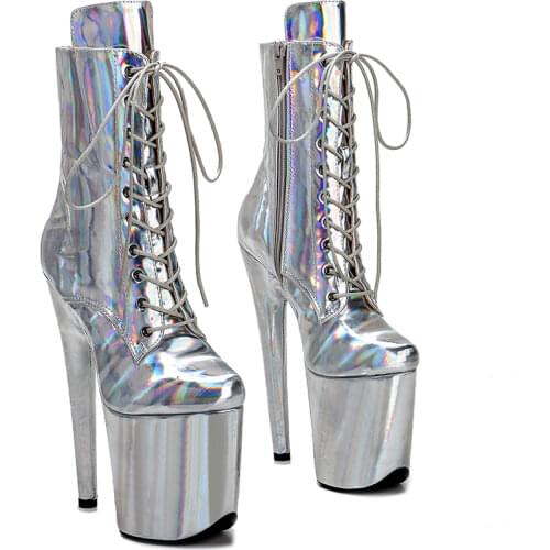 Leecabe 20cm/8inches shininy upper closed toe High Heel platform Pole Dancing boots
