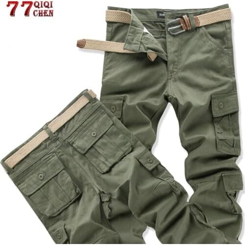 Mens Camouflage Cargo Pants Casual Cotton Multi Pockets Military Tactical Pants Streetwear Overalls Work Combat Long Trousers