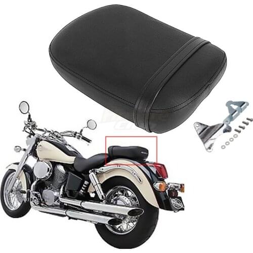 Motorcycle Black Passenger Leather Seat Cushion Pad For Honda Shadow VT 400 750 VT750C VT750CD 1997-2013 Saddle Seat Cover