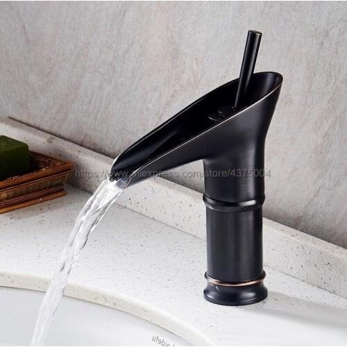 Black Oil Rubbed Brass Basin Faucet Single Handle Bathroom Sink Faucet Cold and Hot Mixer Water Nnf091
