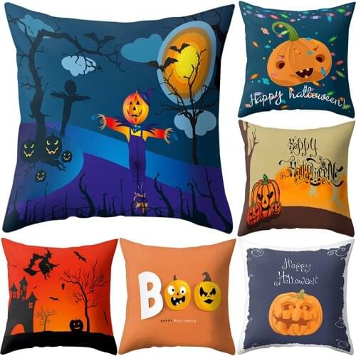 Halloween Decoration Pillow Case 45*45 Pumpkin Ghost Print Pillow Cases Pillowcases Decorative Pillows Body Pillow Cover Cojines