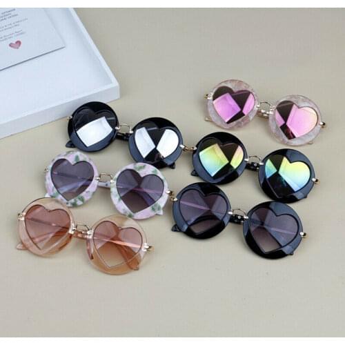 New Fashion Kids Baby Retro Heart-shape Sunglasses Anti-UV Boys Girls Children Glasses