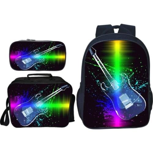 3 Pcs/ Set Children Schoolbag Orthopedic Backpack Musical instrument Prints Satchel School Bags Mochila Escolar Feminina