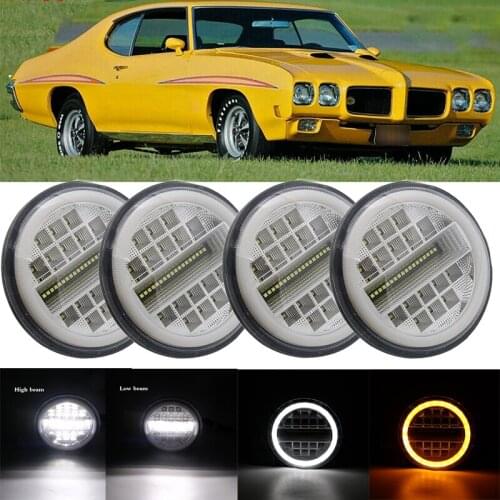 DOT 4PCS 5 3/4" 5.75 Projector Hi/Lo DRL LED Headlights Sealed Beam Lamp Bulbs