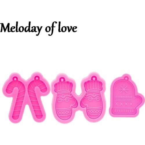 Glossy Christmas Gloves/Cane/Bell Earrings Silicone Mold, Jewelry Resin Casting Moulds, Molds To Make Crafts with Epoxy DY1024
