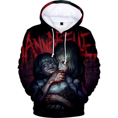 Hot Nieuwigheid 3D Gedrukt Annabelle Hoodies Mannen/Vrouwen Hoge Kwaliteit Hooded Sweatshirt terreur Nieuwe Grappi Long Hip Pop