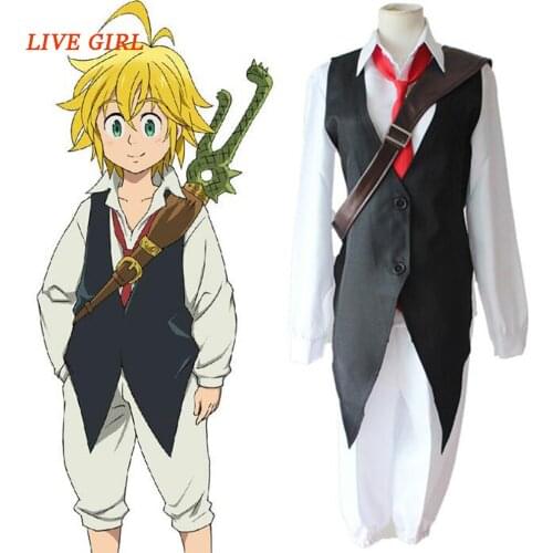 Liva girl Anime The Seven Deadly Sins nanatsu no taizai Dragons Sin of Wrath Meliodas Cosplay Costume Full Set Uniform