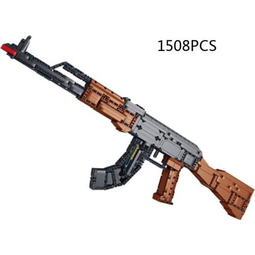 Modern military gun building block weapon akm Assault Rifle assemble toys with shooting plastic Bullet collection for gifts