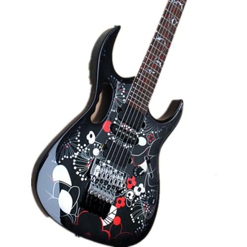 Classic 6 string electric guitar can be customizedDouble swing cherry blossom painted electric guitar