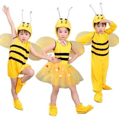 Boy Girl Yellow Bee Costume Kids Children Animals Cosplay Costumes Carnival Party Halloween Christmas