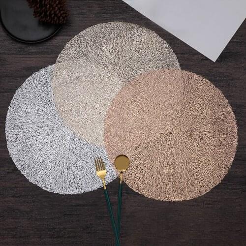 Round Shape Hollow PVC Bronzing Placemat For Dinner Table Mat For Coffee Tables Tableware Plates Decoration Kitchen Accessories