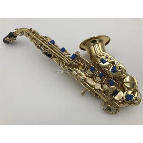 Brass Golden Carve Pattern Bb Bend Althorn Soprano Saxophone Sax Pearl White Shell Buttons Wind Instrument